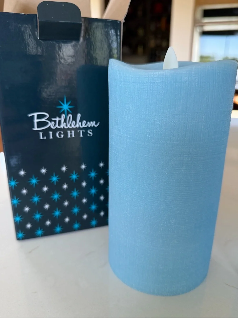 Bethlehem Lights USA 2017 Touch Candle Flameless Pillar Textured Finish Set TWO